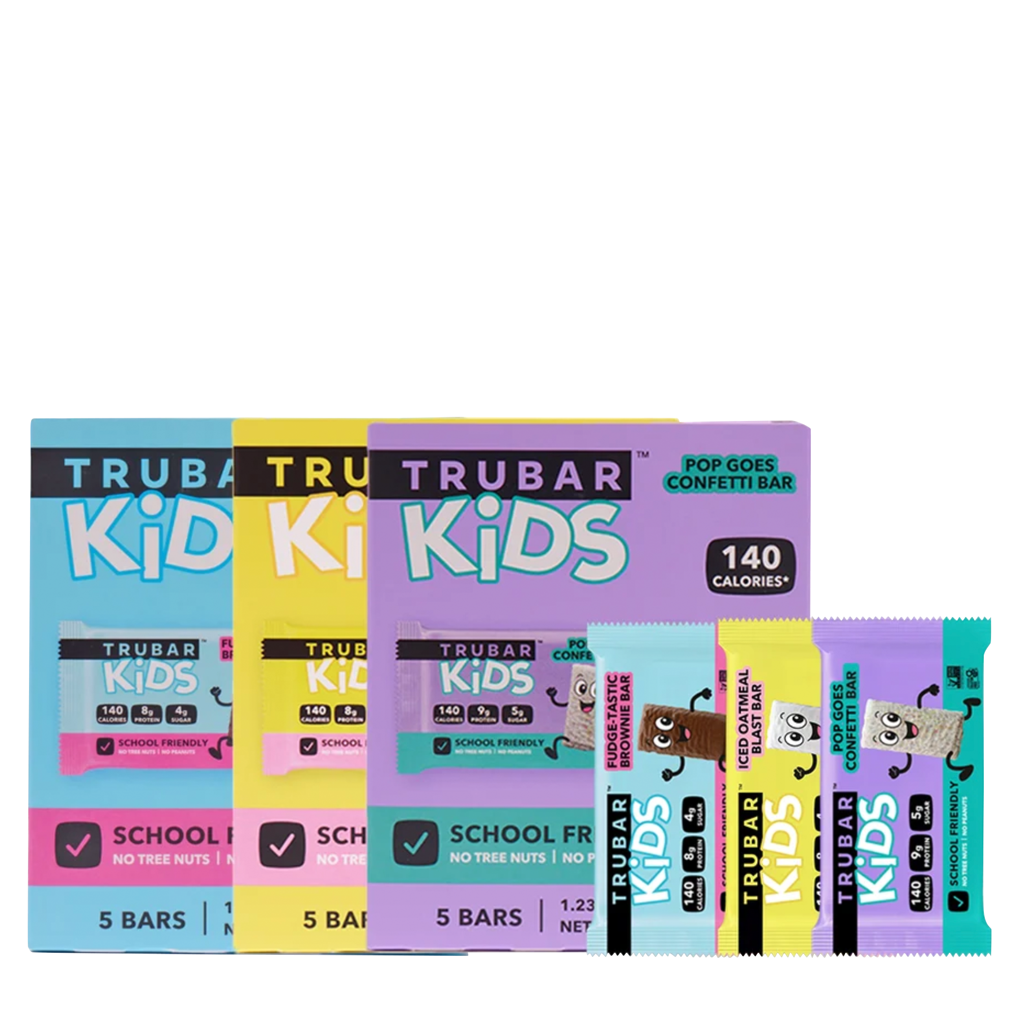 TRUBAR KiDS - Iced Oatmeal Blast Bar, Pop Goes Confetti Bar, Fudge-Tastic Brownie Bar